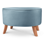 Čalouněný oválný puf 62×72×46 cm VELKÝ v modré barvě