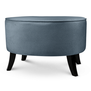 Čalouněný oválný puf 62×72×46 cm VELKÝ v modré barvě