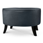 Čalouněný oválný puf 62×72×46 cm VELKÝ v tmavě modré barvě