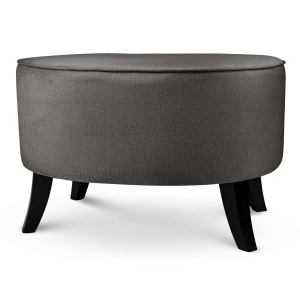Čalouněný oválný puf 62×72×46 cm VELKÝ v tmavě šedé barvě