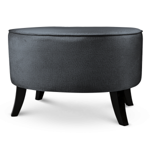 Čalouněný oválný puf 62×72×46 cm VELKÝ v grafitové barvě