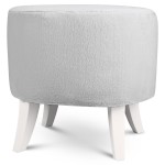 Čalouněný oválný puf 42×52×45 cm MALÝ v šedé barvě