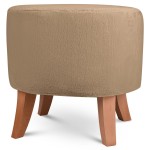 Čalouněný oválný puf 42×52×45 cm MALÝ ve světle hnědé barvě