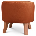 Čalouněný oválný puf 42×52×45 cm MALÝ v tmavě oranžové barvě