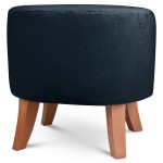 Čalouněný oválný puf 42×52×45 cm MALÝ v tmavě modré barvě