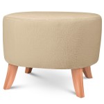 Čalouněný oválný puf 52×62×46 cm STŘEDNÍ v pískové barvě