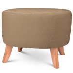 Čalouněný oválný puf 52×62×46 cm STŘEDNÍ ve světle hnědé barvě