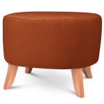 Čalouněný oválný puf 52×62×46 cm STŘEDNÍ v tmavě oranžové barvě