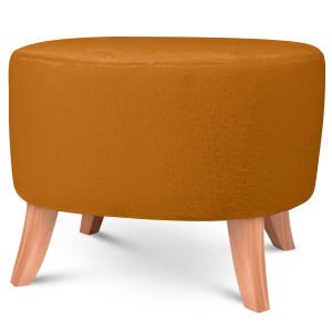 Čalouněný oválný puf 52×62×46 cm STŘEDNÍ ve žluté barvě