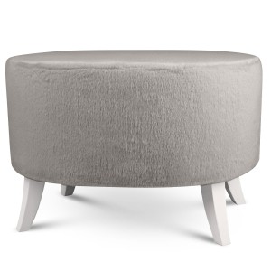 Čalouněný oválný puf 62×72×46 cm VELKÝ ve světle šedé barvě