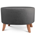 Čalouněný oválný puf 62×72×46 cm VELKÝ v grafitové barvě