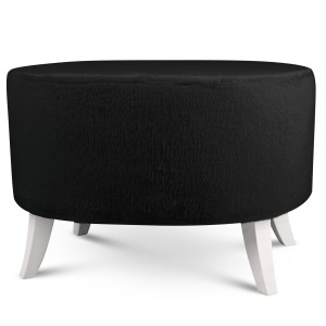 Čalouněný oválný puf 62×72×46 cm VELKÝ v černé barvě