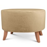 Čalouněný oválný puf 62×72×46 cm VELKÝ v pískové barvě