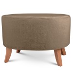 Čalouněný oválný puf 62×72×46 cm VELKÝ ve světle hnědé barvě