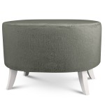 Čalouněný oválný puf 62×72×46 cm VELKÝ v tmavě šedé barvě