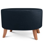 Čalouněný oválný puf 62×72×46 cm VELKÝ v tmavě modré barvě