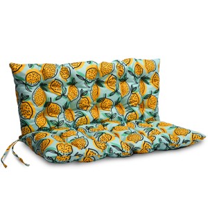 Zahradní polštář 100 x 120 cm na lavičku s potiskem LEMON 01 - houpací polštář s exotickým motivem
