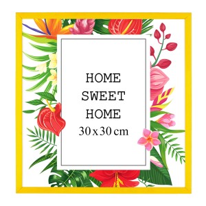 Dřevěný fotorámeček v žluté barvě o rozměru 30×30 cm
