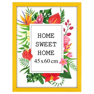 Dřevěný fotorámeček v žluté barvě o rozměru 45×60 cm