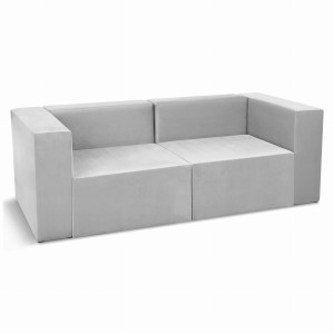 Dvoumístná modulární pohovka LEON ve světle šedé barvě - segment pro modulární nábytkovou sestavu: 2 sedadla, 2 opěradla, 2 područky