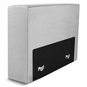 Modulární: čalouněné opěradlo 80 LEON ve světle šedé barvě s kovovými spojkami – segment pro modulární nábytkovou sestavu