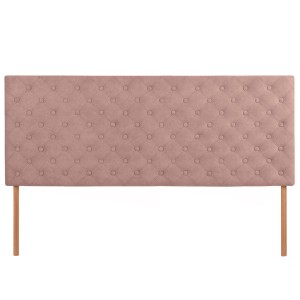 Čalouněné čelo postele 160×60 cm v růžové velurové látce s nožičkami – prošívané čelo s knoflíky