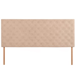 Čalouněné čelo postele 160×60 cm v béžové velurové látce s nožičkami – prošívané čelo s knoflíky