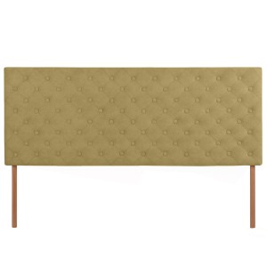 Čalouněné čelo postele 160×60 cm ve žluté velurové látce s nožičkami – prošívané čelo s knoflíky