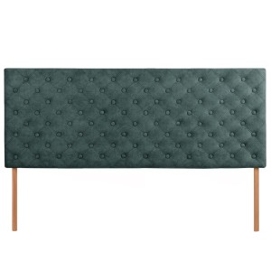 Čalouněné čelo postele 160×60 cm v zelené velurové látce s nožičkami – prošívané čelo s knoflíky