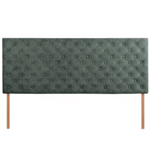 Čalouněné čelo postele 160×60 cm v zelené velurové látce s nožičkami – prošívané čelo s knoflíky