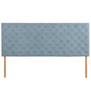Čalouněné čelo postele 160×60 cm v modré velurové látce s nožičkami – prošívané čelo s knoflíky