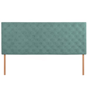 Čalouněné čelo postele 160×60 cm v mátově zelené velurové látce s nožičkami – prošívané čelo s knoflíky