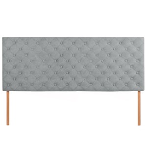 Čalouněné čelo postele 160×60 cm v šedé velurové látce s nožičkami – prošívané čelo s knoflíky