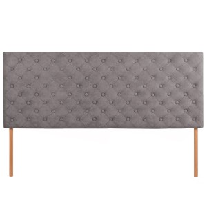Čalouněné čelo postele 160×60 cm v šedé velurové látce s nožičkami – prošívané čelo s knoflíky