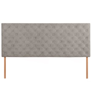 Čalouněné čelo postele 160×60 cm ve světle šedé velurové látce s nožičkami – prošívané čelo s knoflíky