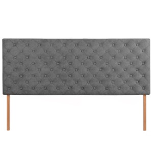 Čalouněné čelo postele 160×60 cm v tmavě šedé velurové látce s nožičkami – prošívané čelo s knoflíky