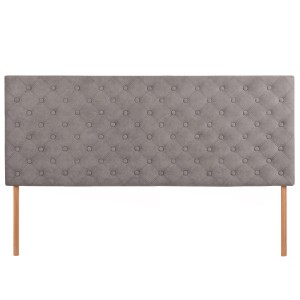Čalouněné čelo postele 160×60 cm v šedé velurové látce s nožičkami – prošívané čelo s knoflíky