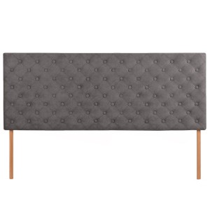 Čalouněné čelo postele 160×60 cm v šedé velurové látce s nožičkami – prošívané čelo s knoflíky