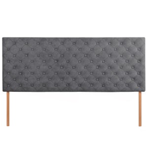 Čalouněné čelo postele 160×60 cm v šedé velurové látce s nožičkami – prošívané čelo s knoflíky