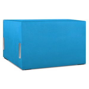 Modulární: čalouněný sedák LEON 70 v azurové barvě s kovovými spojkami – segment pro modulární nábytkovou sestavu