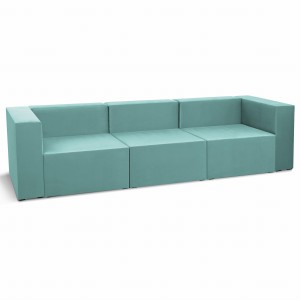 Třímístná modulární pohovka LEON v mátové barvě – segment pro modulární nábytkovou sestavu: 3 sedadla, 3 opěradla, 2 područky