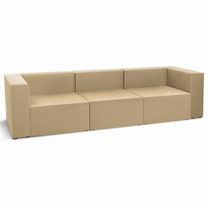 Třímístná modulární pohovka LEON v béžové barvě – segment pro modulární nábytkovou sestavu: 3 sedadla, 3 opěradla, 2 područky