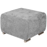 Puf MILAN v šedé barvě se stříbrnými nožkami