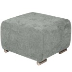 Puf MILAN v šedozelené barvě se stříbrnými nožkami