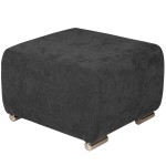 Puf MILAN v grafitové barvě se stříbrnými nožkami