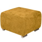 Puf MILAN v oranžové barvě se stříbrnými nožkami