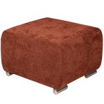 Puf MILAN v cihlově červené barvě se stříbrnými nožkami