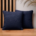 Dekorační povlak na polštář 30x30 cm z tmavě modré žinylkové tkaniny s texturou