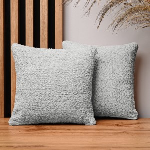Dekorační povlak na polštář 30x30 cm ze světle šedé žinylkové tkaniny s texturou