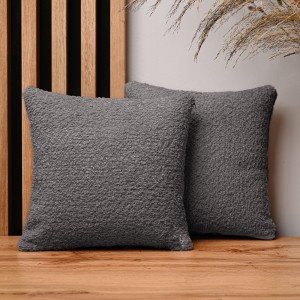 Dekorační povlak na polštář 30x30 cm ze žinylkové tkaniny s grafitovou texturou